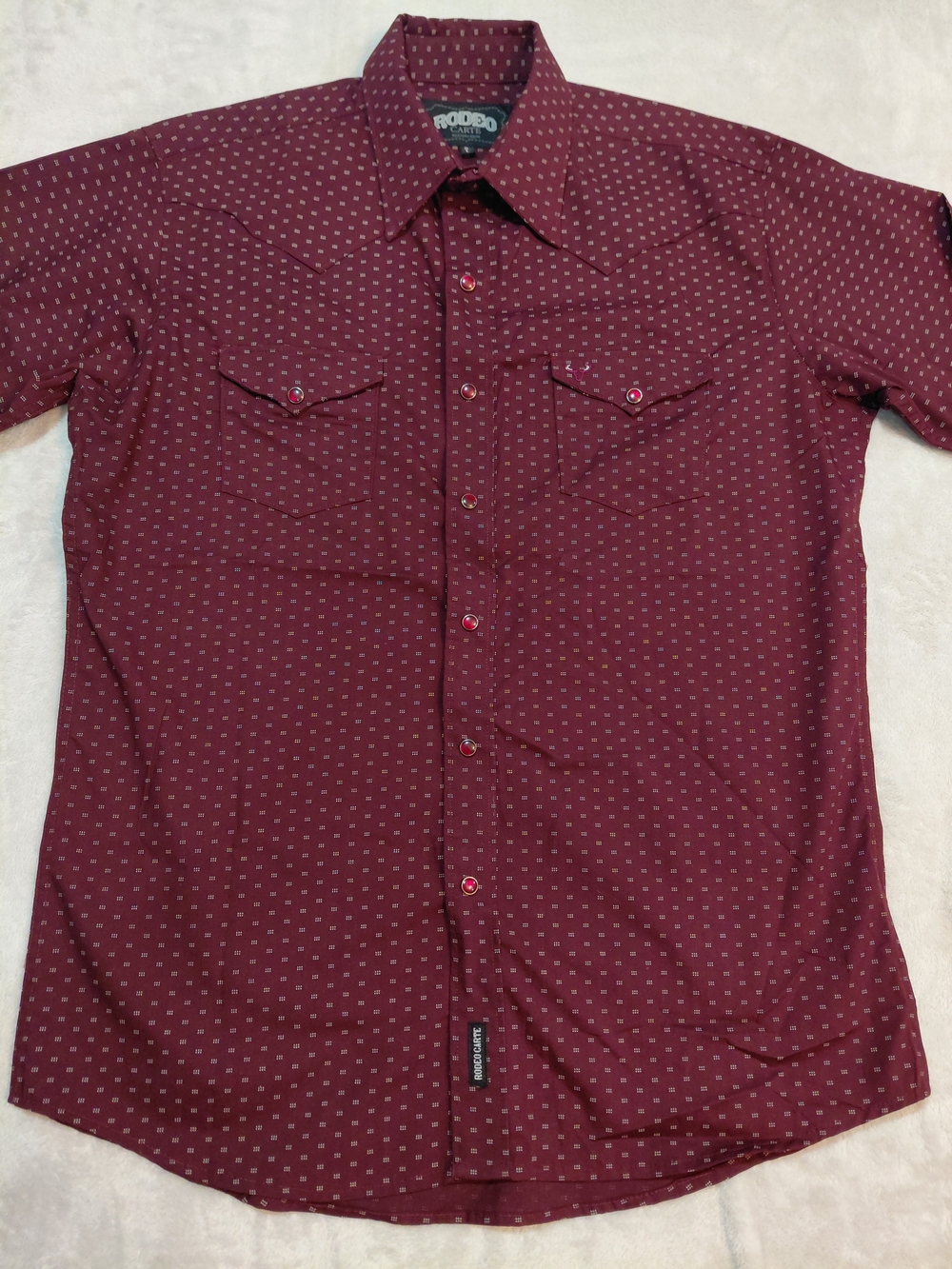 Men's Burgundy Printed Western Shirt - Picture 9 of 9